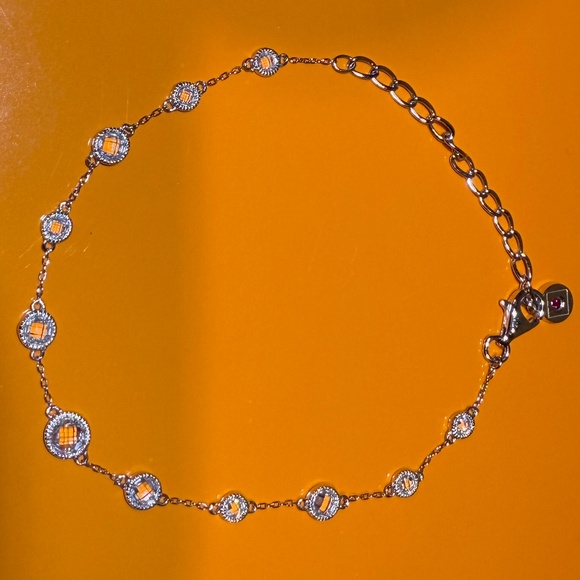 ELLE Sterling Silver Rhodium Plated Faceted Cubic Zirconia 11-CZ Bracelet 925 - Picture 12 of 12